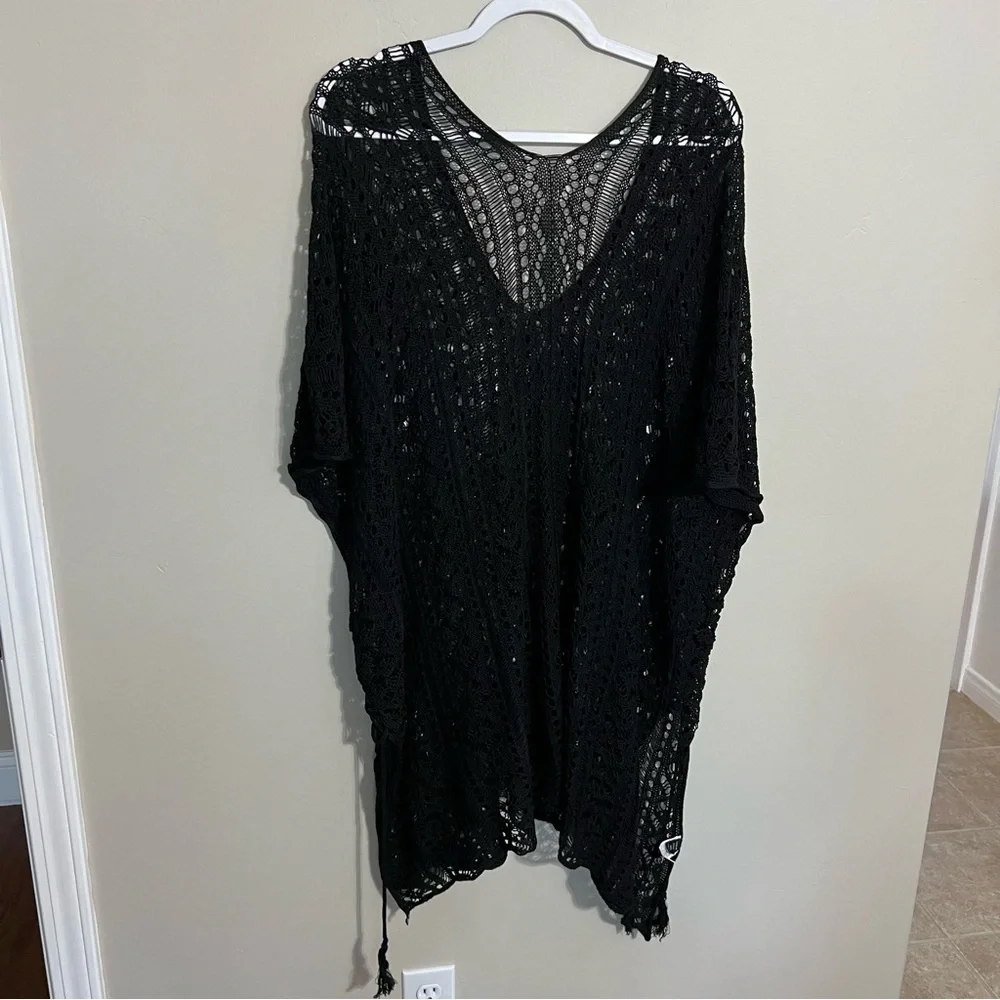 SHEIN Curve Black Swimsuit Coverup Crochet Bathing Suit Cover Up size 4XL
